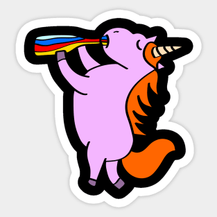 Pink unicorn drinking from the bottle Sticker